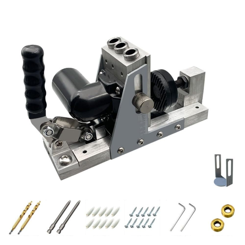 9.5mm 3/8 Inch Oblique Hole Locator With Dust Hose Drill Bits Pocket Hole Jig Kit Woodworking Drill Guide Set Hole Puncher DIY Tools