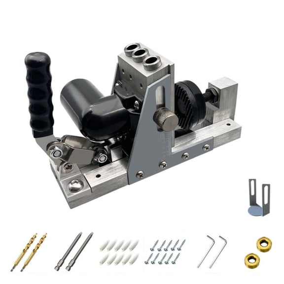 9.5mm 3/8 Inch Oblique Hole Locator With Dust Hose Drill Bits Pocket Hole Jig Kit Woodworking Drill Guide Set Hole Puncher DIY Tools