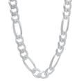 thumbnail image 1 of 9.5mm Large .925 Sterling Silver Diamond-Cut Flat Figaro Chain Necklace, 30 inches + Gift Box, 1 of 7
