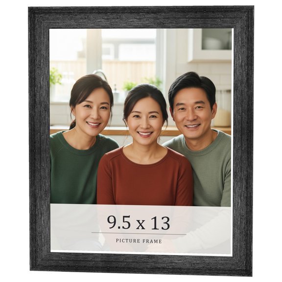 9.5x13 Frame Black Real Wood Picture Frame Width 1.5 inches | Interior Frame Depth 0.5 inches |