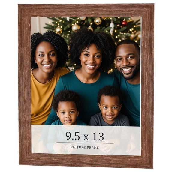 9.5x13 Frame Brown Farmhouse Solid Wood Picture Frame Width 1.5 Inches | Interior Frame Depth 0.5