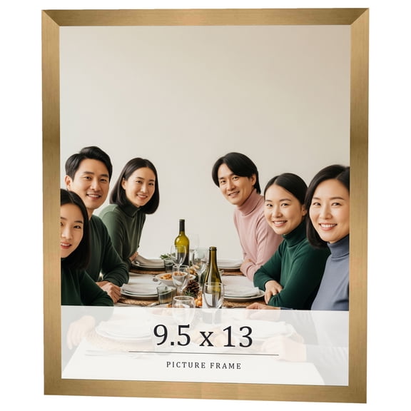 9.5x13 Frame Gold Bronze Solid Wood Picture Frame Width 0.75 Inches | Interior Frame Depth 0.5