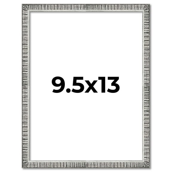 9.5x13 Frame Silver Grey Distressed Solid Wood Picture Frame | 0.75 Inch Moulding Width | Interior