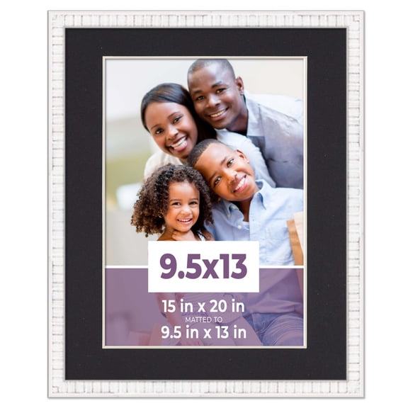 9.5x13 Frame White With Black Picture Mat For 9.5x13 Photo - White 15x20 Frame To Display Print or