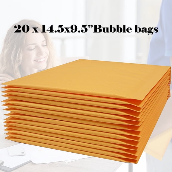 9.5x14.5 Inch Kraft Paper Bubble Courier Bags 20/50 Pack# 4 Postal Self-Seal Tear-Proof Boutique Mailing Shipping Bags for Cosmetics Jewelry Books Files - Yellow