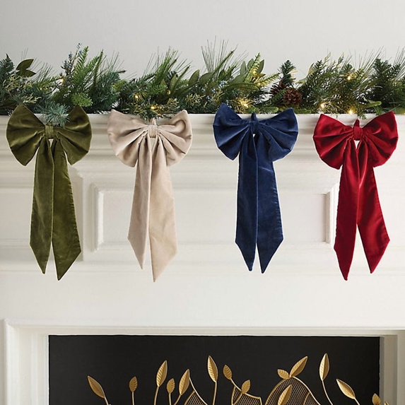 9.5x16 Inch Christmas Tree Topper Bow, Room Decor Ribbon Xmas Signature Velvet Bow for Wedding Engagement Birthday Party, Christmas Decoration for Home Wreath Door Wall( All )