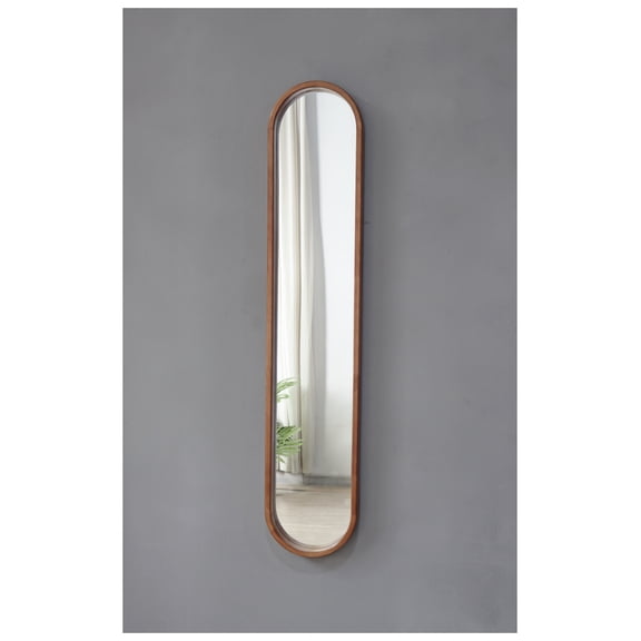 9.5x2x47.2" Decorative Rubber Frame Mirror with Elongated Oval Frame, Brown