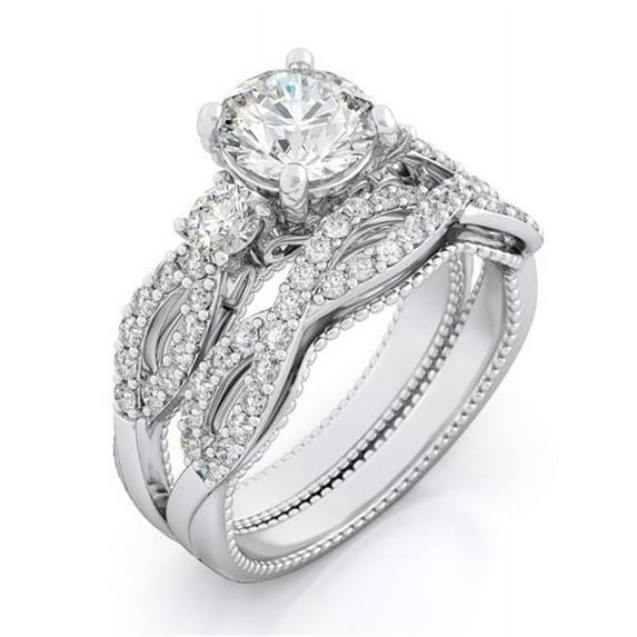 9.6 & 5 mm 925 Sterling Silver Wedding Ring Set - Size 5