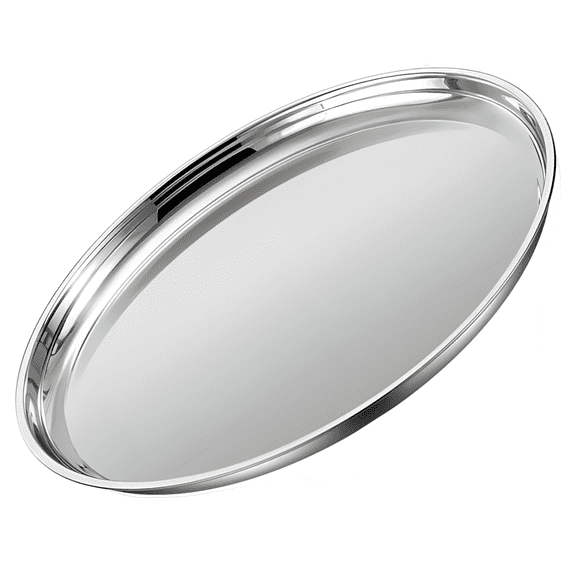 9.6 In Stainless Steel Plate, Polished Round Serving Tray, 9 Inch Dinner Plate, Flat Bottom Platter For Home, Kitchen, Restaurant