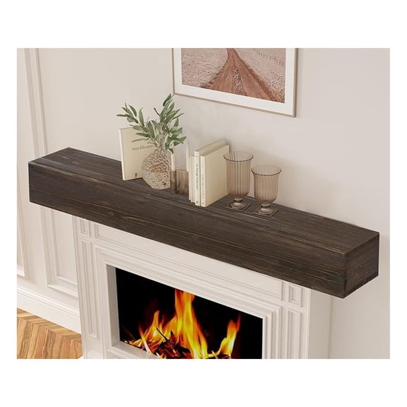 "9"6" Rustic Wood Fireplace Mantel | Wall-Mounted & Floating Shelf for Home Decor
