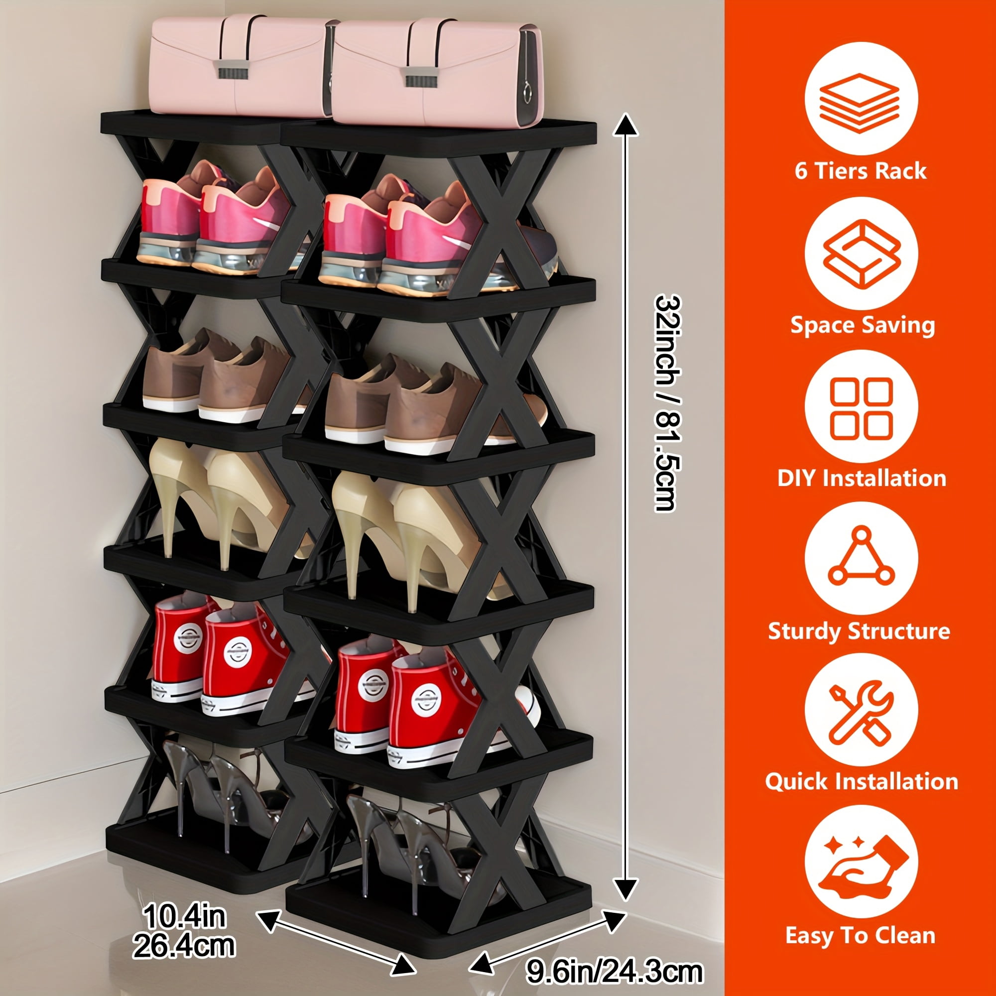 9/6 Tier Shoe Rack, Can Hold 9 Pairs Of Shoes, Space-saving Vertical ...