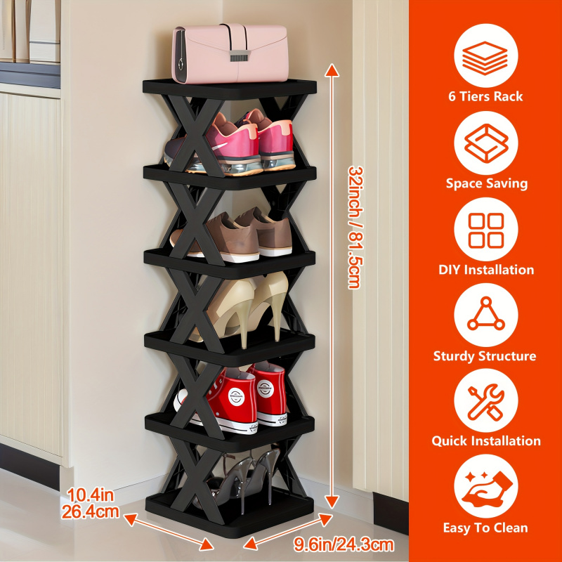 9/6 Tier Shoe Rack, Can Hold 9 Pairs Of Shoes, Space-saving Vertical ...