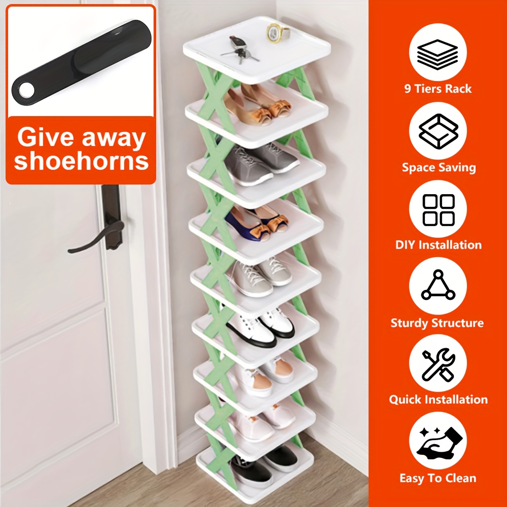 9/6-Tier Shoe Rack with Free Shoe Horn, Can Hold 9 Pairs of Shoes ...