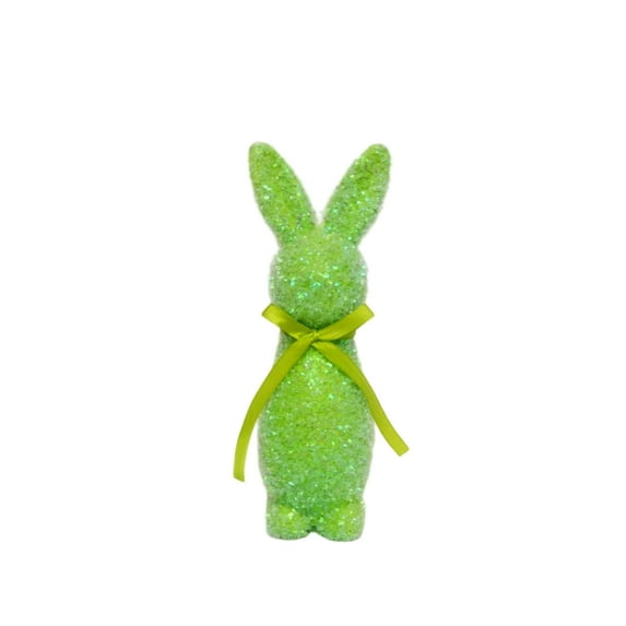 9.64Inch Easter Glitter Foam Bunny Figurine with Ribbon Bow, Table Centerpiece for Spring Party Easter Supplies