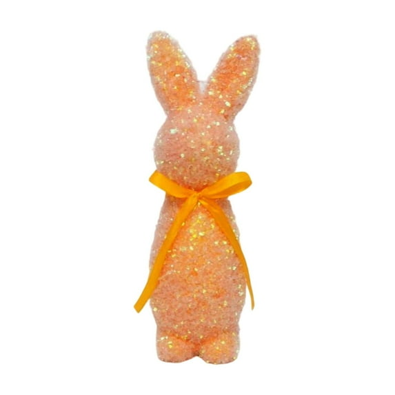 9.64Inch Easter Glitter Foam Bunny Figurine with Ribbon Bow, Table Centerpiece for Spring Party Easter Supplies