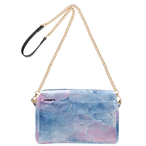 9.65"x3.35"x6.3"PU Leather Women Crossbody Purse, Waterproof Casual Chain Shoulder Bag with Multi Pockets for Travel Daily Use Distressed Pastel Gradient Pattern