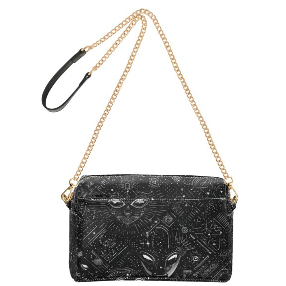 9.65'x3.35'x6.3' Women's Crossbody Bag With All-Over Print Multiple Pockets Alien Vector