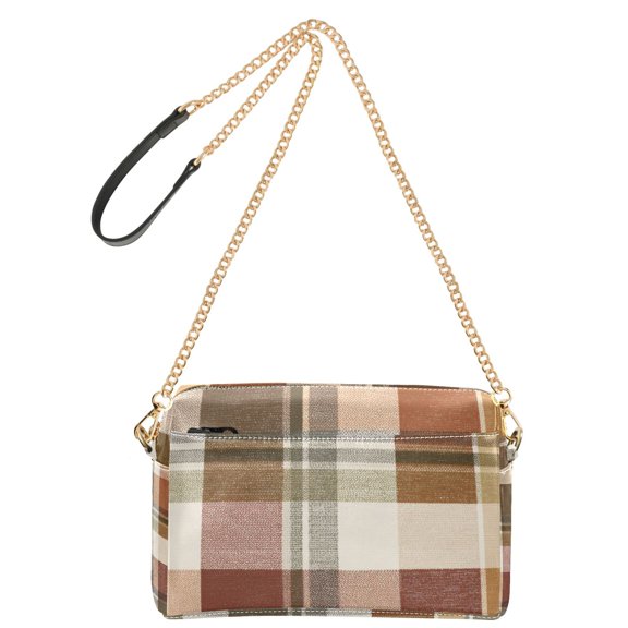 9.65'x3.35'x6.3' Women's Crossbody Bag With All-Over Print Multiple Pockets Beige Hints Of Gold