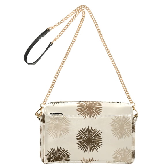 9.65'x3.35'x6.3' Women's Crossbody Bag With All-Over Print Multiple Pockets Brown Beige