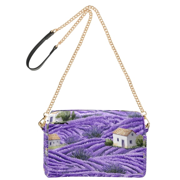 9.65'x3.35'x6.3' Women's Crossbody Bag With All-Over Print Multiple Pockets Lavender Fields