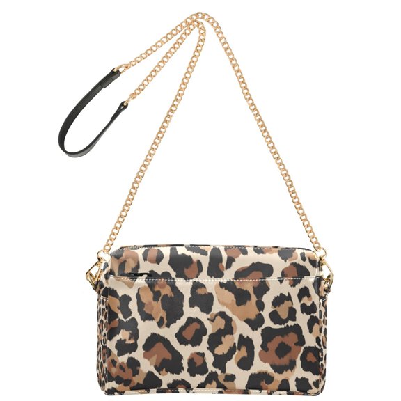 9.65'x3.35'x6.3' Women's Crossbody Bag With All-Over Print Multiple Pockets Leopard Print