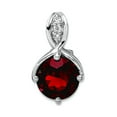 thumbnail image 1 of 9.65mm 925 Sterling Silver Rhodium Plated Circle 2.56t.w. Garnet White Topaz Pendant Necklace Pendant for Women, 1 of 2