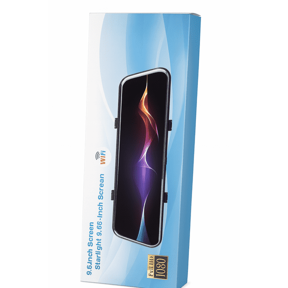 9.66" Touchscreen WiFi Dash Cam Full HD 1080P Mirror Camera with Starlight Night Vision, Front & Rear View, Loop Recording, G-Sensor, Parking Monitor, Wide Angle Car DVR