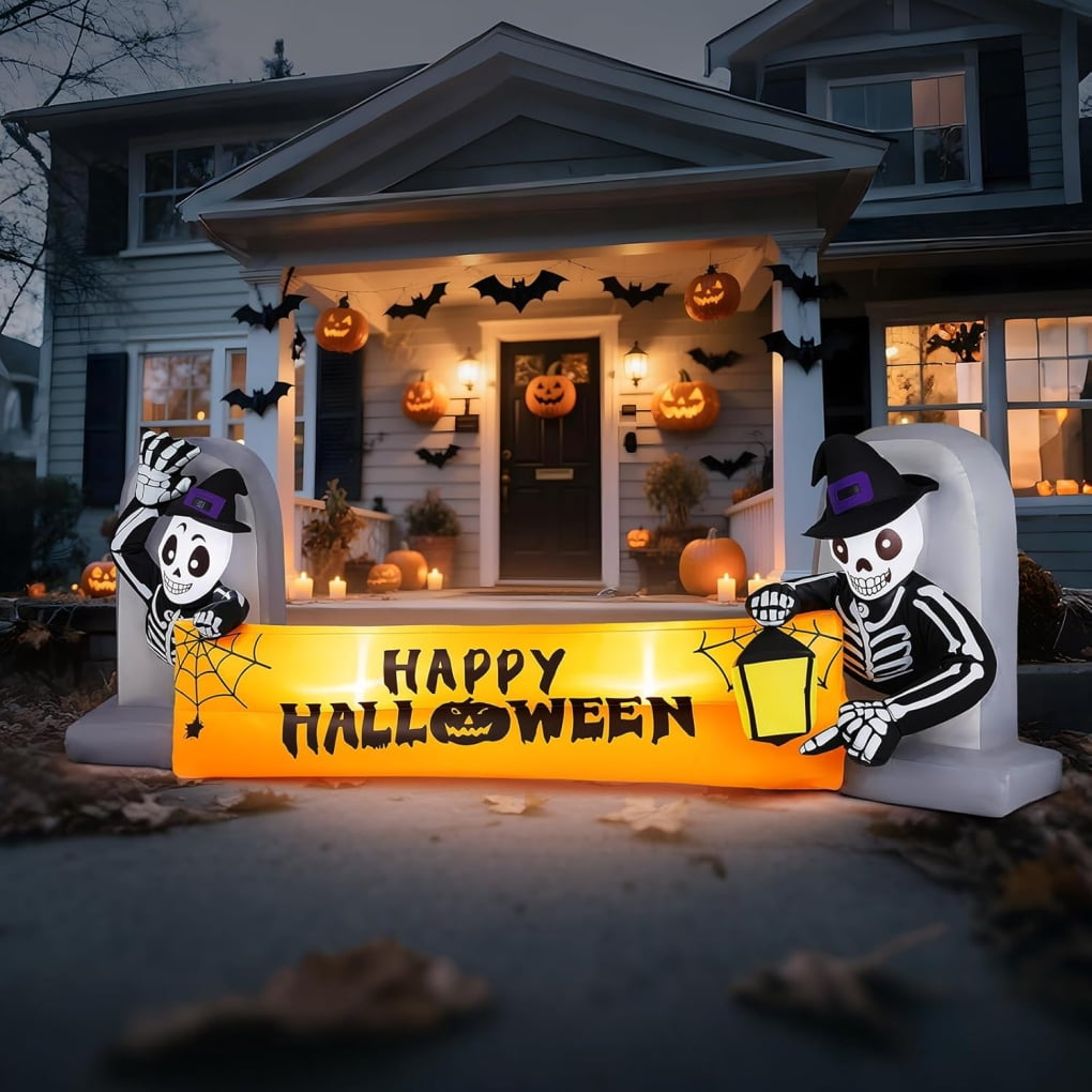 10ft Halloween Inflatable Sitting Vampire With LED Lights - Outdoor Yard Decoration For Porch & Trees