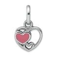 thumbnail image 1 of 9.6mm 925 Sterling Silver Rhodium Plated Polished Enamel Triple Love Heart Pendant Necklace Pendant for Women, 1 of 2
