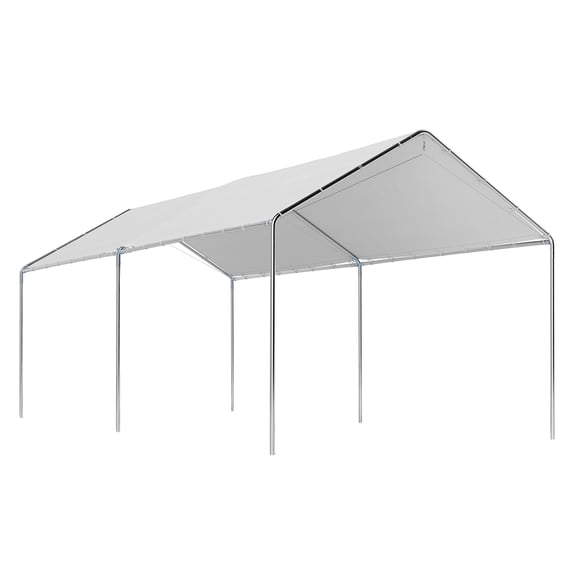9.6x19.5' Carport Heavy Duty Galvanized Steel Car Canopy w/Anchor Kit - Weather Protection Shelter