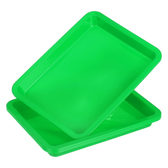 9.6x7.3" Plastic Tray, 3 Pack Rectangular Plates Plastic Art Crafts Trays Small Food Plates Dishes Reusable Stackable for Organizer Cake Fruits Cupcake Dessert Activity, Green