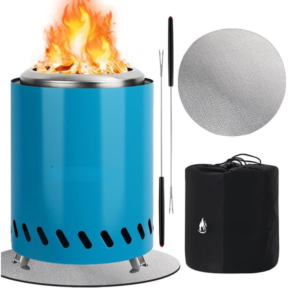 9.7 .1 Inch Tabletop Fire Pit by , Low Camping Stove for Outdoor Safe Firepits, Fueled Pellets or , Travel Bag Included (Blue, 9.7 .1 INCH)