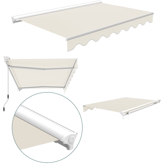 9.7' × 8.2' Retractable Awning Patio Outdoor Sunshade Shelter UV Protection Waterproof, Beige