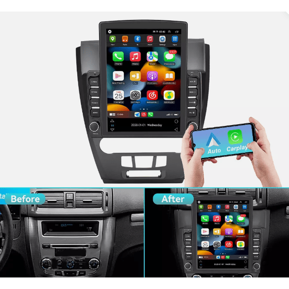 9.7" Android 15 Car Stereo for Ford Mondeo 2010-2012 | 4+64GB | Built-in Wireless CarPlay & Android Auto GPS Navigation, AHD Backup Camera & Microphone Steering Wheel Control,WiFi/Bluetooth