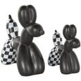 thumbnail image 1 of 9", 7"H Black Ceramic Balloon Dog Sculpture with Checkered Accents, by DecMode (2 Count), 1 of 9