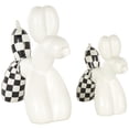 thumbnail image 1 of 9", 7"H White Ceramic Balloon Dog Sculpture with Checkered Accents, by DecMode (2 Count), 1 of 10
