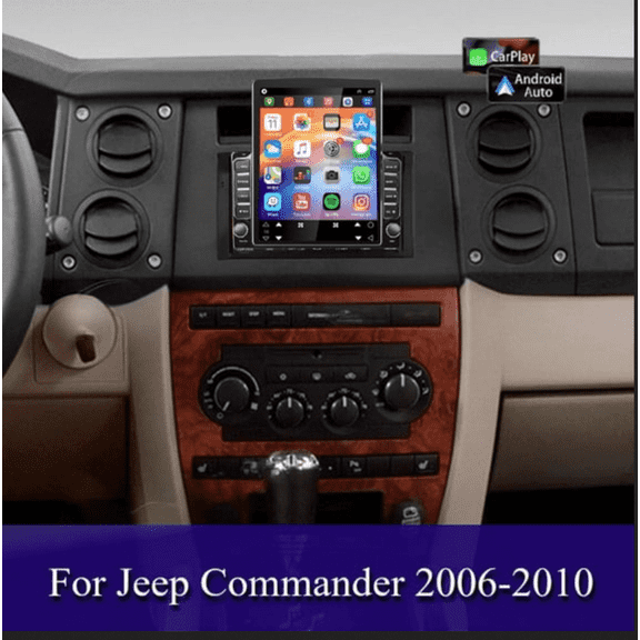 9.7 Inch Android 15 GPS Car Stereo - Fit For Jeep Commander 2006-2010, 4GB+64GB, with Apple CarPlay/Android Auto, WiFi Bluetooth RDS DSP Steering Wheel Control