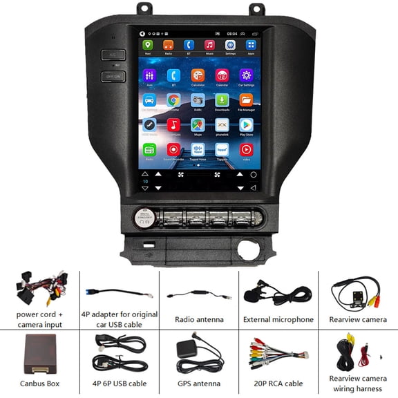 9.7 Inch Car Stereo Android 15 GPS Navigation Head Unit with CarPlay Android Auto 8 Core 4+64G 5G WiFi BT DSP FM/RDS Radio SWC for Ford Mustang 2015-2021