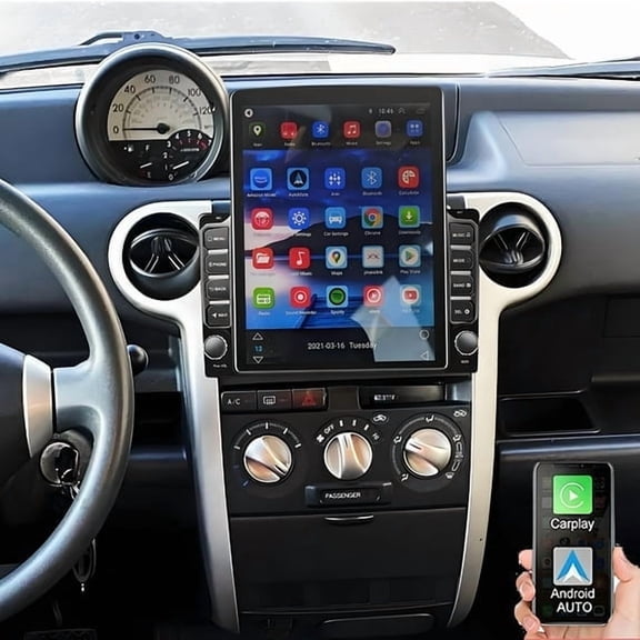 9.7-Inch Double Din GPS Navigation Head Unit | For Scion xB 2004 2005 2006, Built-in Wireless CarPlay + Backup Camera, Bluetooth, WiFi, SWC, Mirror Link / 2+32G