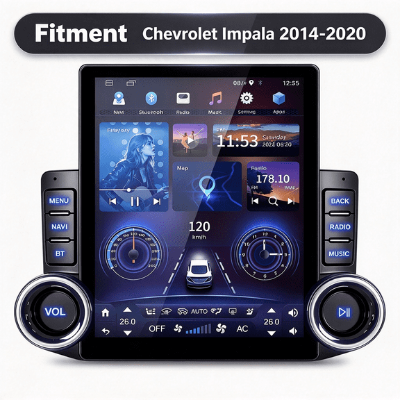 9.7 Inch Car Stereo Radio for Chevrolet Impala 2014-2020 with Carplay and Android Auto, Android 15 GPS Navigation Quad Core 2+32G Car Player, 5G WiFi Bluetooth 5.0 FM/RDS Radio SWC