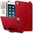 thumbnail image 1 of for 9.7-Inch iPad 6th/5th Generation 2018/2017, iPad Air 1/2; iPad Pro 9.7 - Shockproof Durable Premium PU Leather Cover with Kickstand, Business Style, Hand Strap Feature,Red, 1 of 5