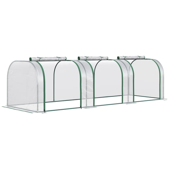 9.7' L x 3' W x 2.5' H Portable Tunneled Greenhouse with 3 Zippered Doors, Water/UV Fighting PVC Cover