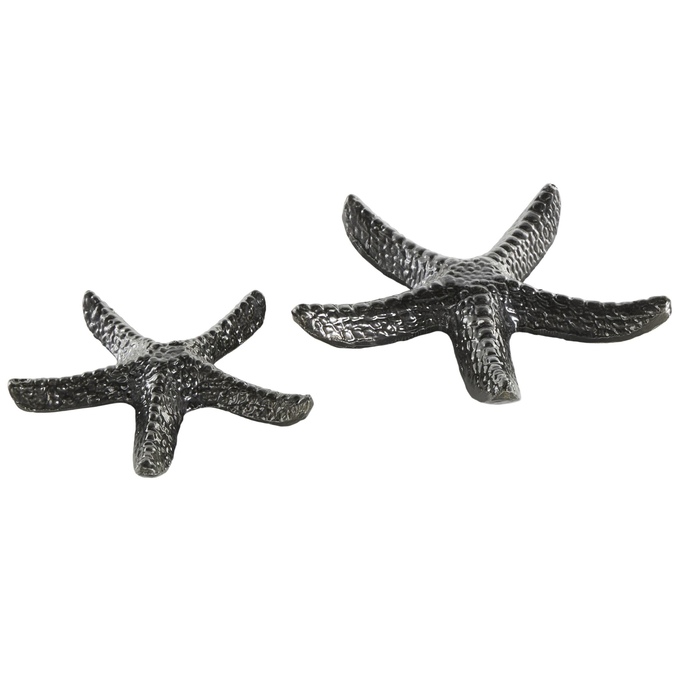 9", 7"W Black Aluminum Metal Bubble Textured Starfish Sculpture, by DecMode (2 Count)