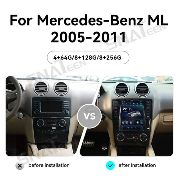 SNATEEN 9.7 inch Carplay Screen/Radio/Multimedia Player for Mercedes-Benz ML 2005-2011 Models Universal Car Navigation/GPS Upgrade Headunit Android Display 1080P Touch Screen Replacement Accessories