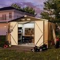 thumbnail image 1 of 9.7' x 7.6' Outdoor Metal Storage Shed with Base Flame, Steel Garden Shed, Tool Storage Shed for Backyard, Patio, Lawn(Floor included), 1 of 10