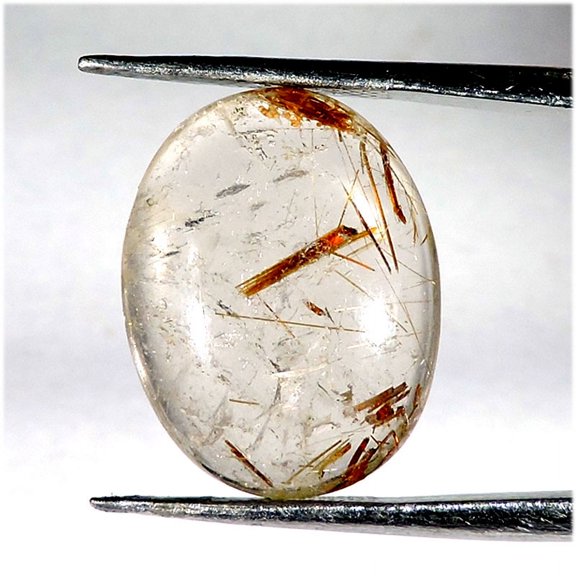 9.70 Carat Natural Copper Needle Rutile Quartz Oval Cabochon Loose Gemstone