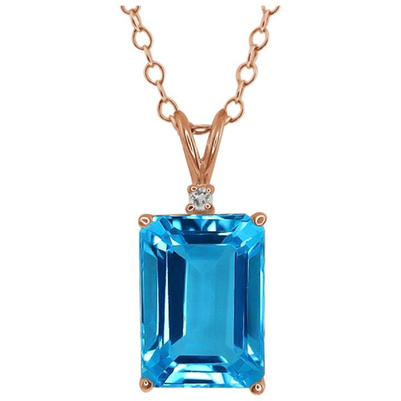 9.72 Ct Octagon Swiss Blue Topaz Gemstone Gold Plated Silver Pendant