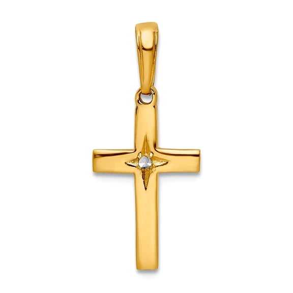 9.73mm 14k With Rhodium Sparkle-Cut Religious Faith Cross Pendant Necklace Pendant for Women