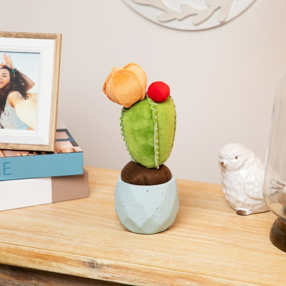 Northlight 9.75" Flowering Cactus Artificial Potted Plant Table Top Decoration - Green/Orange