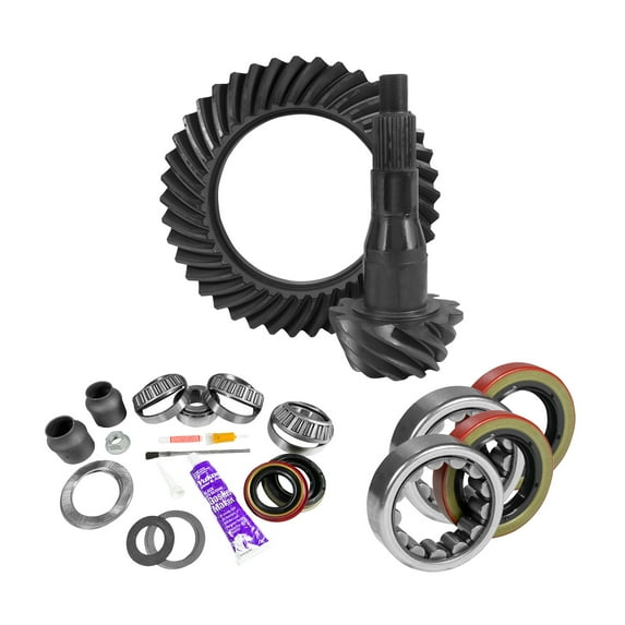9.75" Ford 3.73 Rear Ring & Pinion, Install Kit, 2.53" OD Axle Bearings & Seal